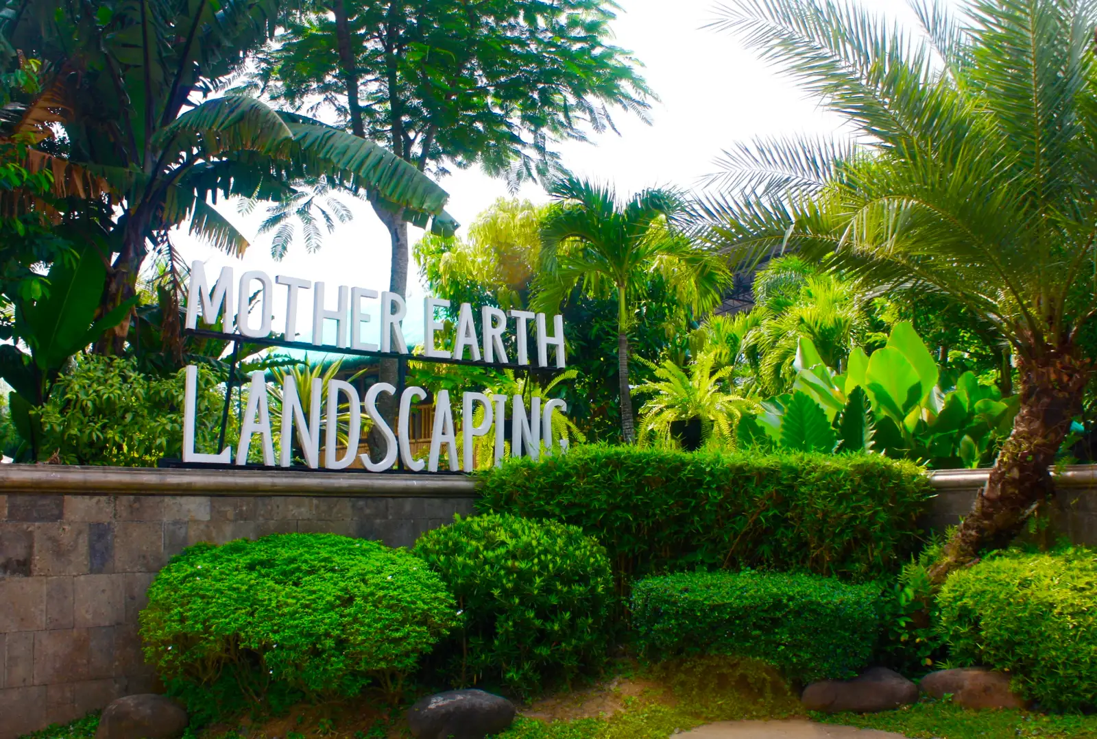 Mother Earth Gardens farm entrance sign at the Calauan, Laguna nursery