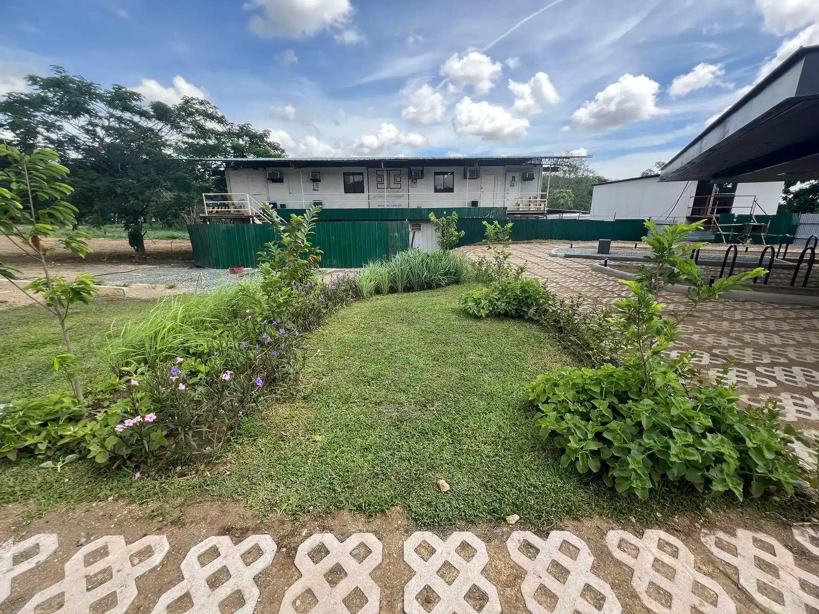 Garden path with brick pavers at De La Salle University Laguna Campus